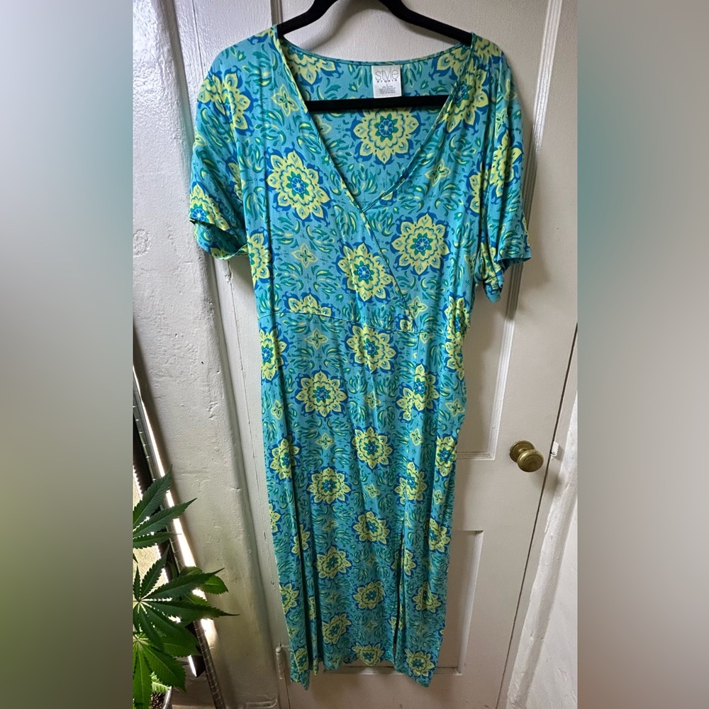 Studio Blue and Yellow Floral Maxi Dress